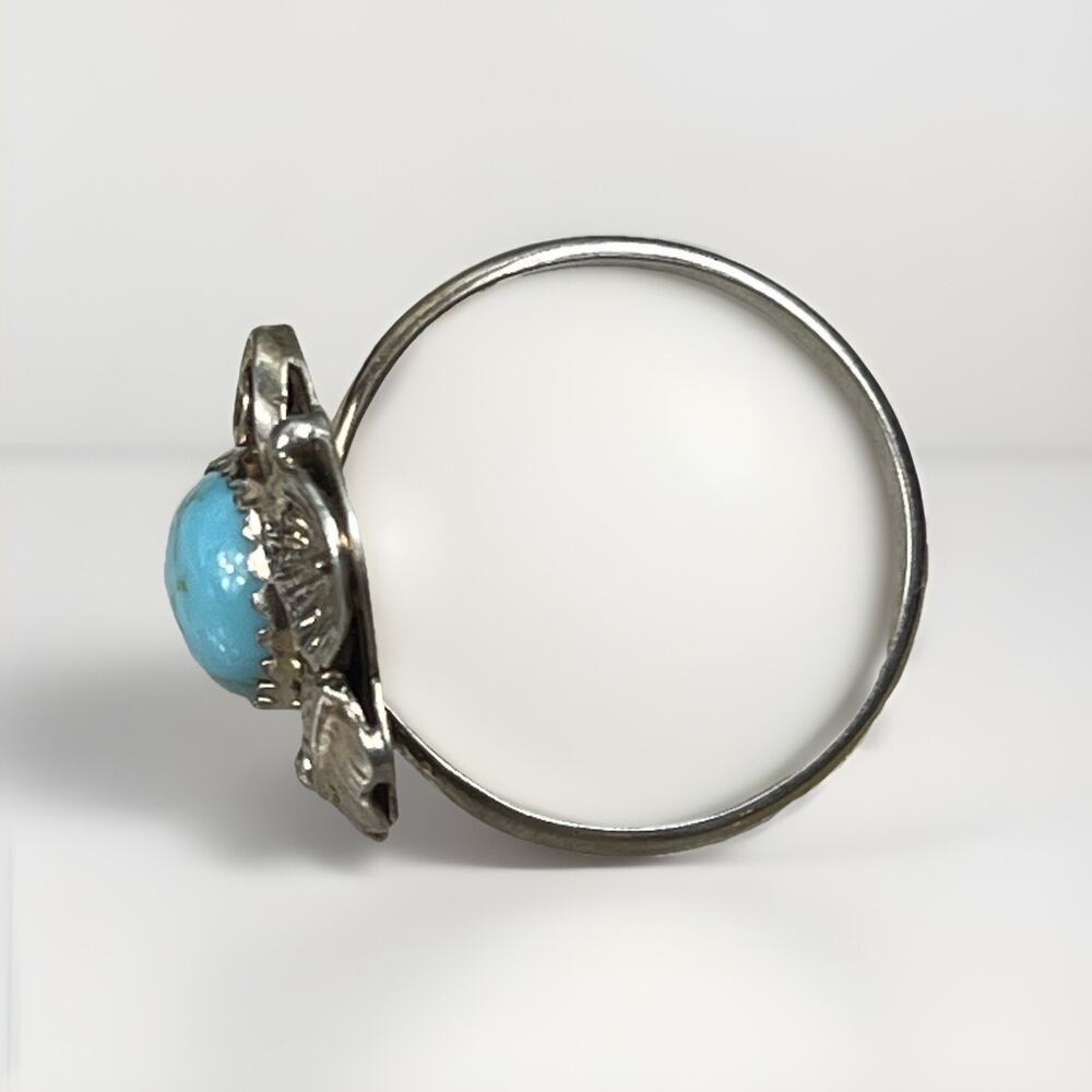 Vintage Navajo Sterling Silver Turquoise Ring Size 8 Native American- Signed - Picture 5 of 12